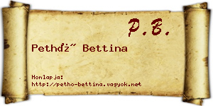 Pethő Bettina névjegykártya